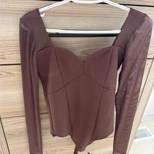 Abercrombie & Fitch Brown Long Sleeve Bodysuit